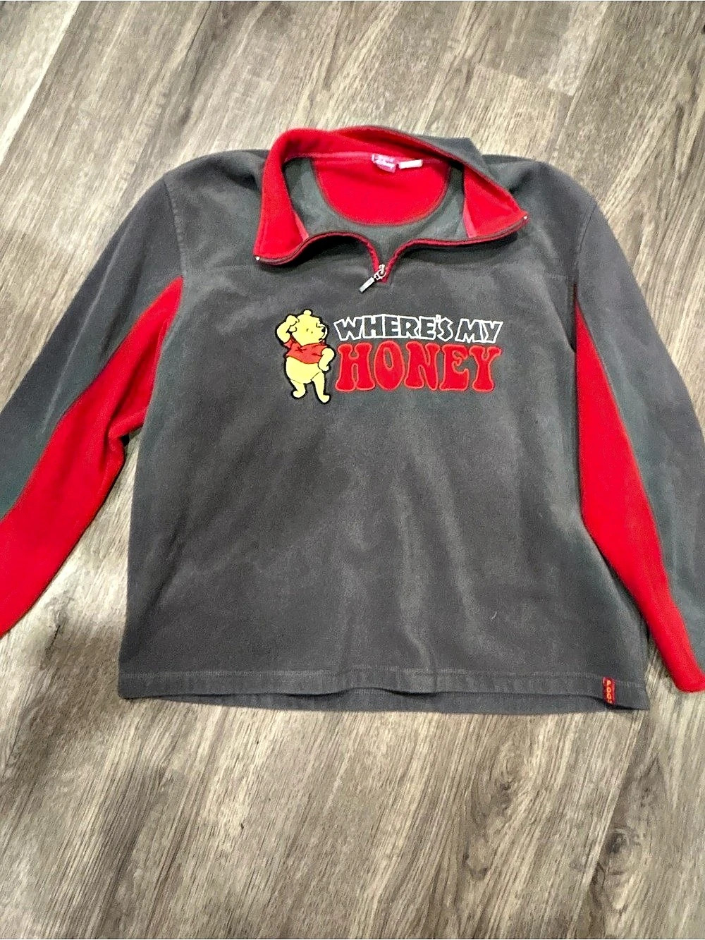 Disney Where's My Honey Pooh Half-Zip Pullover Black & Red
